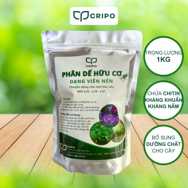 Sản phẩm phân dế hữu cơ túi 1kg